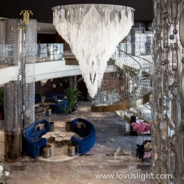 Banquet Chandelier white Hotel Engineering Round Lobby Banquet Hall Club Hall Large Chandelier