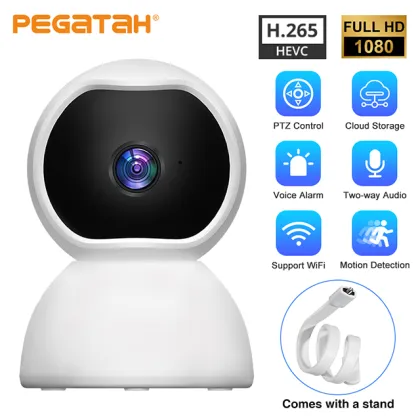 1080p WiFi PTZ Indoor Baby Monitor with Night Vision and Two-Way Audio