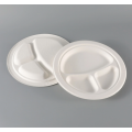 Plato de cena de 3 compartimentos biodegradable desechable