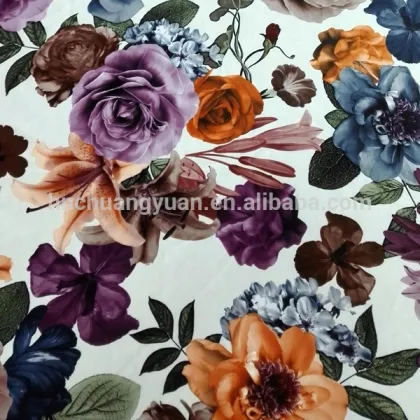 Haining chuangyuan High Quality Flower paper Design printed tricot Fabric