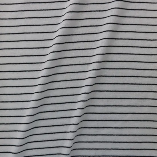 Breathable High Quality 65%Polyester 35%Cotton Stripes Pattern Single Jersey Knitted shirt Fabric For Men Women