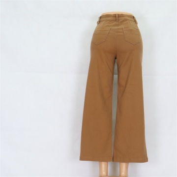 Brown Ladies Jeans Wide Leg Pants Wholesale