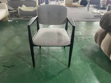 Modern Minimalist Fabric Curved Backrest Dining Armchair