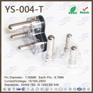 15/16A Hollow Large South Africa Plug with Screw Pin for Assembly