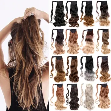 Wholesale Cheap price Wrap Around Long Straight Ombre Pony Tail Hair Extension Synthetic Fiber