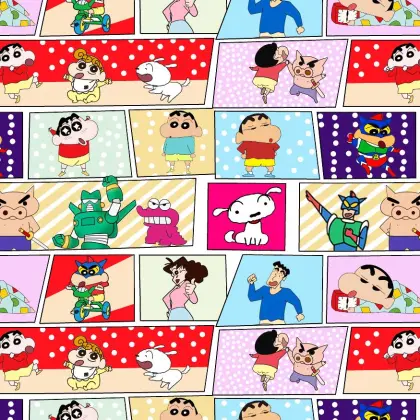 Shin Chan Cartoon Print Bamboo Fiber Fabric for Garment