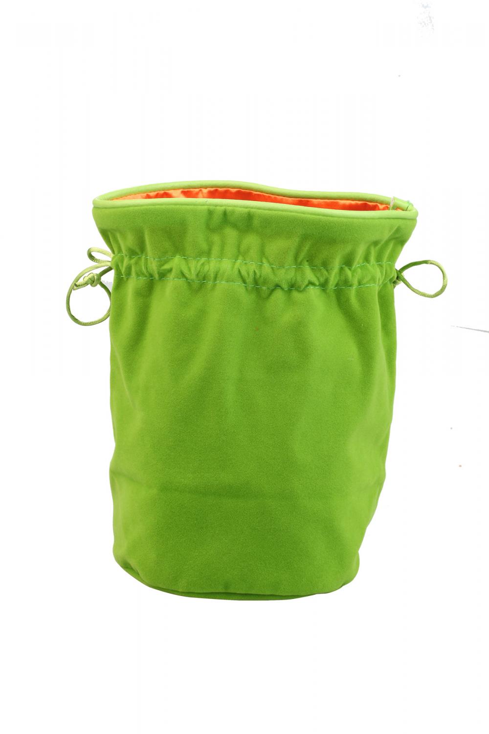 Drawstring Green velvet bag