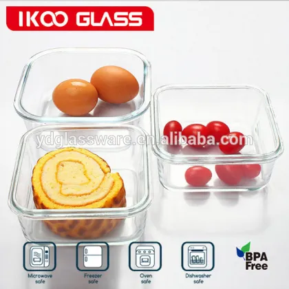 clear square microwave oven glass luch box