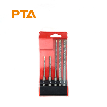 SDS-Plus Tungsten Carbide Rotary Hammer Drill Bit Set 5pcs Concrete Masonry Drill Bit Kit