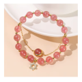 Bracelet de cuentas de suerte de cuarzo de fresa natural