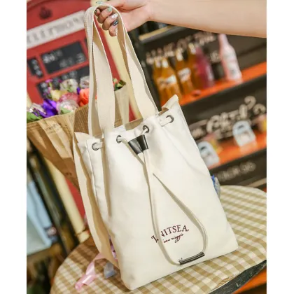 Custom Recycle Canvas Tote Bag with Drawstring