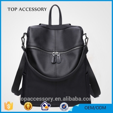 Top Quality Black PU Brand Name Customized Logo Women Backpack