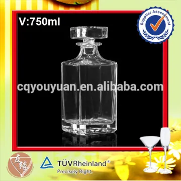Square 750ML Glass Stopper Cork Glass Whiskey Decanter With Cork