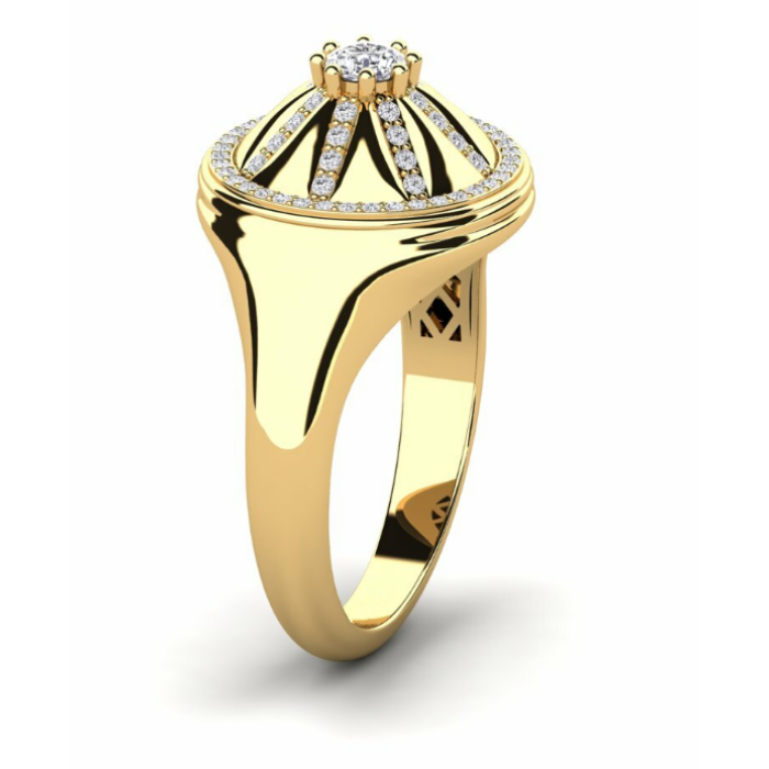 แหวนรัศมีดวงอาทิตย์ผู้ชายประดับเพชร 18K ที่ปลูกในห้องแล็บ