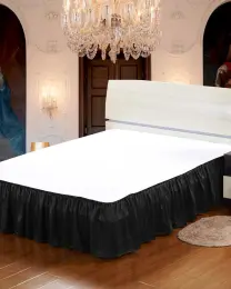 19 Momme Silk Bedskirt Wrap Around Ruffled Bed Skirt with Adjustable Elastic Belt Queen King and C-King