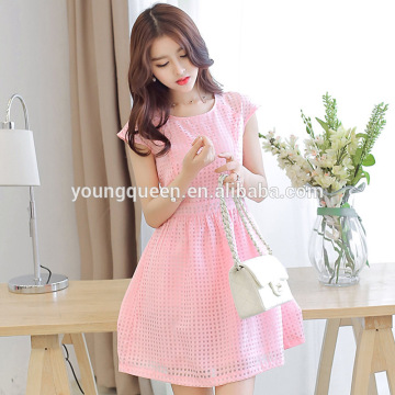 WD07 2015 spring and summer new women high waist short sleeve ladies big yards dress