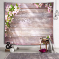 Houten plank bloem wandtapijt Retro roze wandtapijt muur opknoping voor woonkamer slaapkamer slaapzaal Home Decor