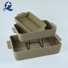 New design rectangular baking custom ceramic bakeware pan