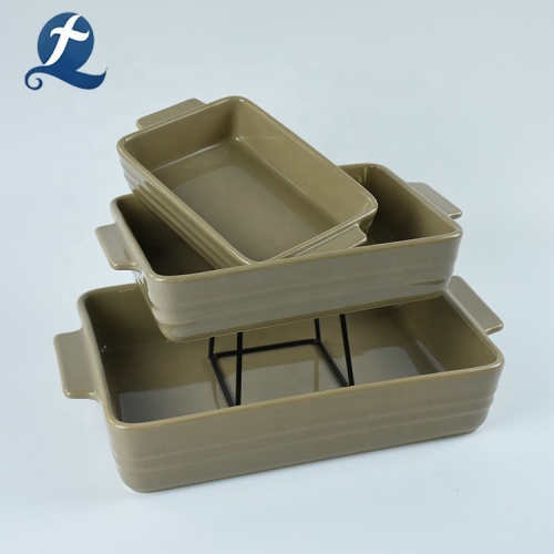 New design rectangular baking custom ceramic bakeware pan