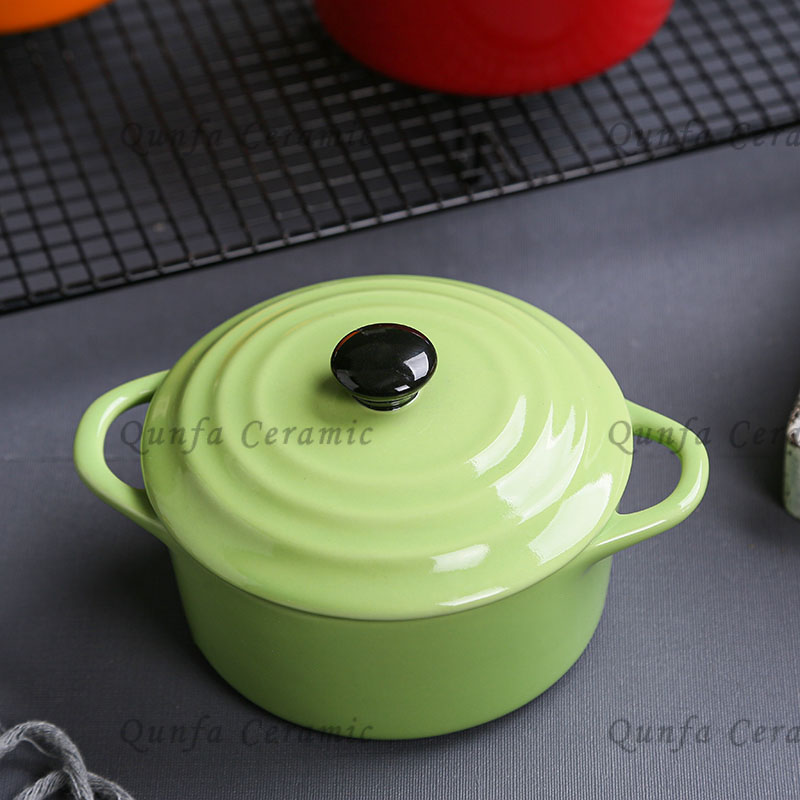 Factory Cheap Round Color Glaze Ceramic Mini Casserole With Lid