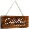 Знак кофейного бара с деревенским дроватом поддона