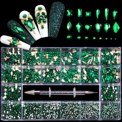 High Quality Press-On Crystal Nail Rhinestones in a Box