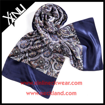 2015 New Design Custom Design Screen Print Paisley Men Silk Scarf