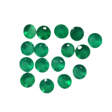 Green Onyx Round Diamond Cut For Jewelry Making