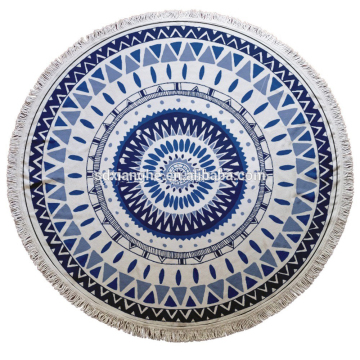 100% cotton round beach towel with tassels