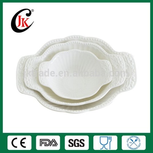 Hot sale cheap white microwave ceramic soup bowl with handle