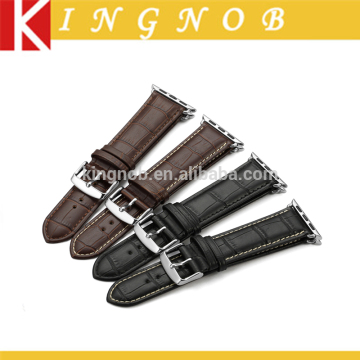 Real Leather Watch Bracelet Silver Adapter Pin Buckle for Apple Watch Band 38mm or 42mm