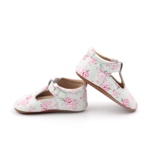 Sapatos com estampa floral bebê meninas T alça