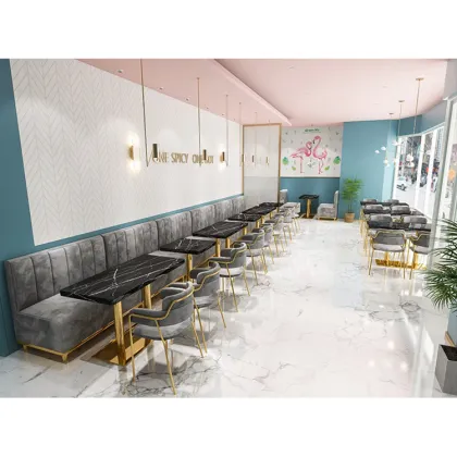 Golden Leg Velvet Restaurant Seating Sets