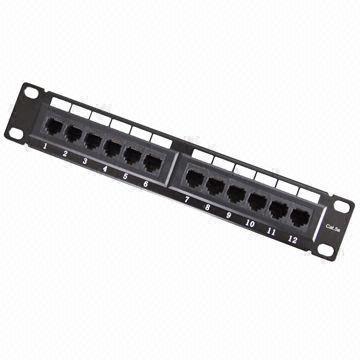 12 Ports UTP Cat5e Patch Panel, Easy to Installation, 22, 24, 26AWG Termination Accepted