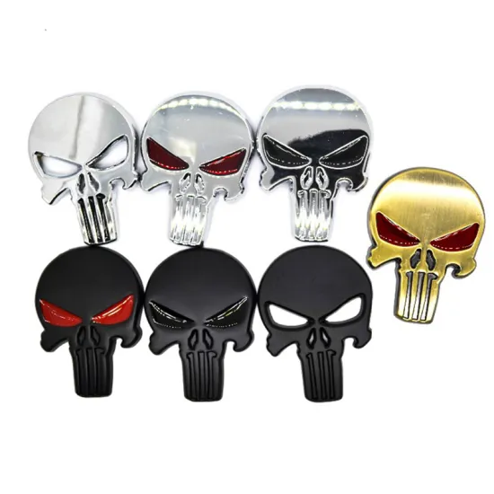 Metal 3D The Punisher Body Badge Skull Head Waterproof Car Sticker For Motorcycle Auto Car Trunk Styling Emblem Accessories