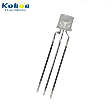 5mm Round Flat Top Transparent Bi-Color Red Blue LED Diode with 3 Pins - Through Hole Type