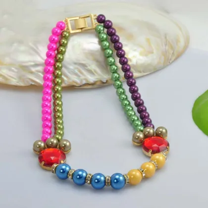 Elegant Crystal Pearl Beads Necklace Designs