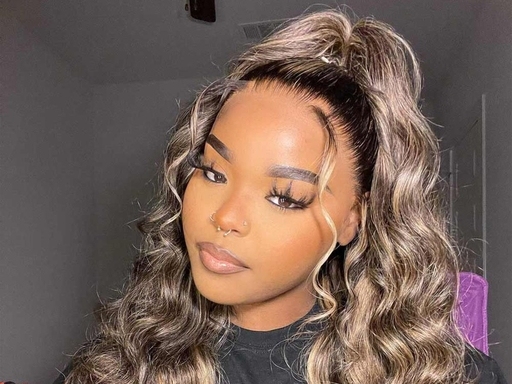 Glueless Honey Blonde Highlight Loose Wave Human Hair Wig 22inch 180% Density