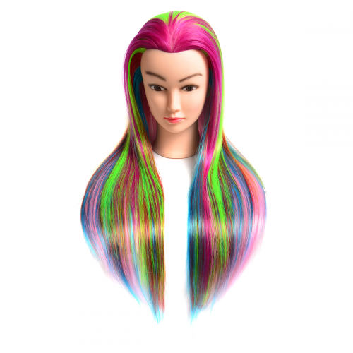 COLORFUL SYNTHETIC FIBER TRAINING MANNEQUIN HEAD FOR HAIRDRESSING CUTTING,BRAIDING,STYLING