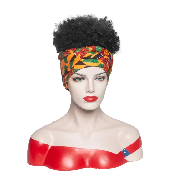 Wholesale price stort black heat resistant fiber afro kinky curly headband wig for black women