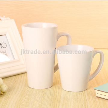 Promotional Customized tapered White ceramic Sublimation mug/White coated cup