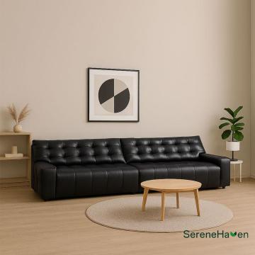 Contemporary Modified Chesterfield Luxury Leather Sofa