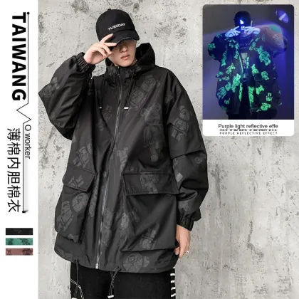 Machine bear luminous cotton jacket 2021 new men's jacket