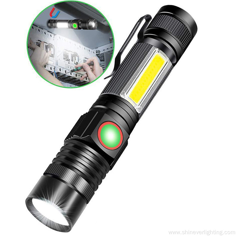 Zoomable Rechargeable Mini LED Sidelight Torch Flashlight