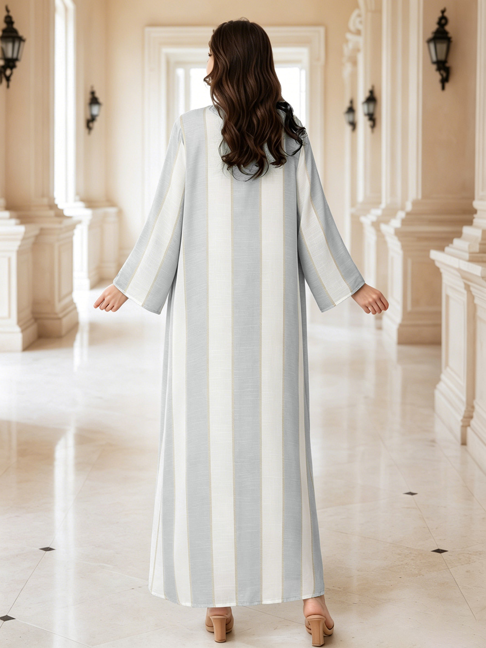 Floral Beaded Loose Fit Abaya Dress Style
