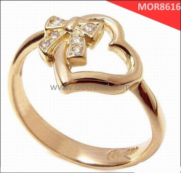Gold filled latest gold plated finger ring designs CZ claw set
