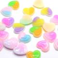 New Lovely Two-tone Color Glitter Heart Resin Flatback Cabochons Embellishments For Phone Case Scrapbooking DIY Craft