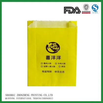 food grade Flexo Printing advanced equipments made sharp bottom white Kraft Pretzels snack paper bag