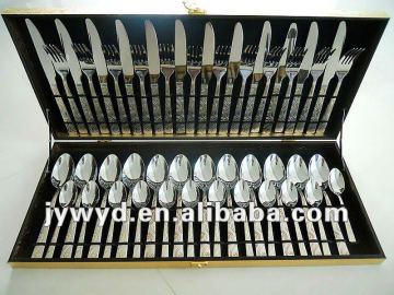 48 pcs stainless steel cutlery set with wood box