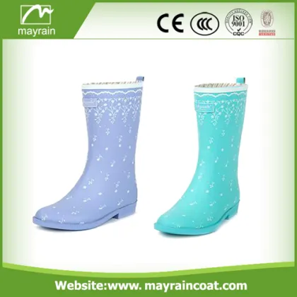 Elegance Flower Printing Ladies Rain Boots